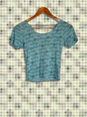 Aeropostale Teal Patterned Scoop Neck Crop Top